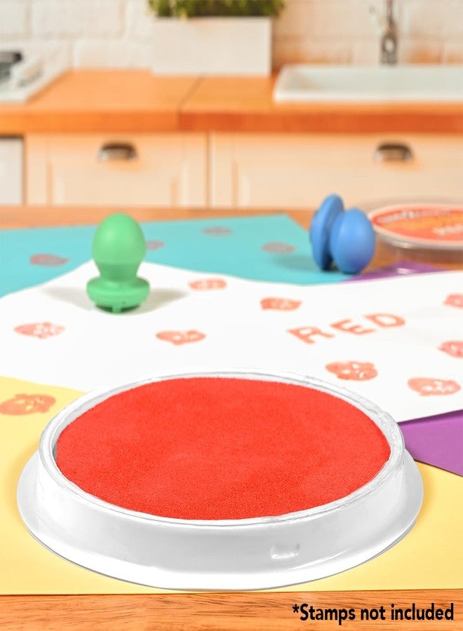 READY 2 LEARN Jumbo Circular Washable Stamp Pad - Red - 5.75" dia. - Non-Toxic - Fade Resistant - Ideal Size for Handprints and Footprints - Image 2